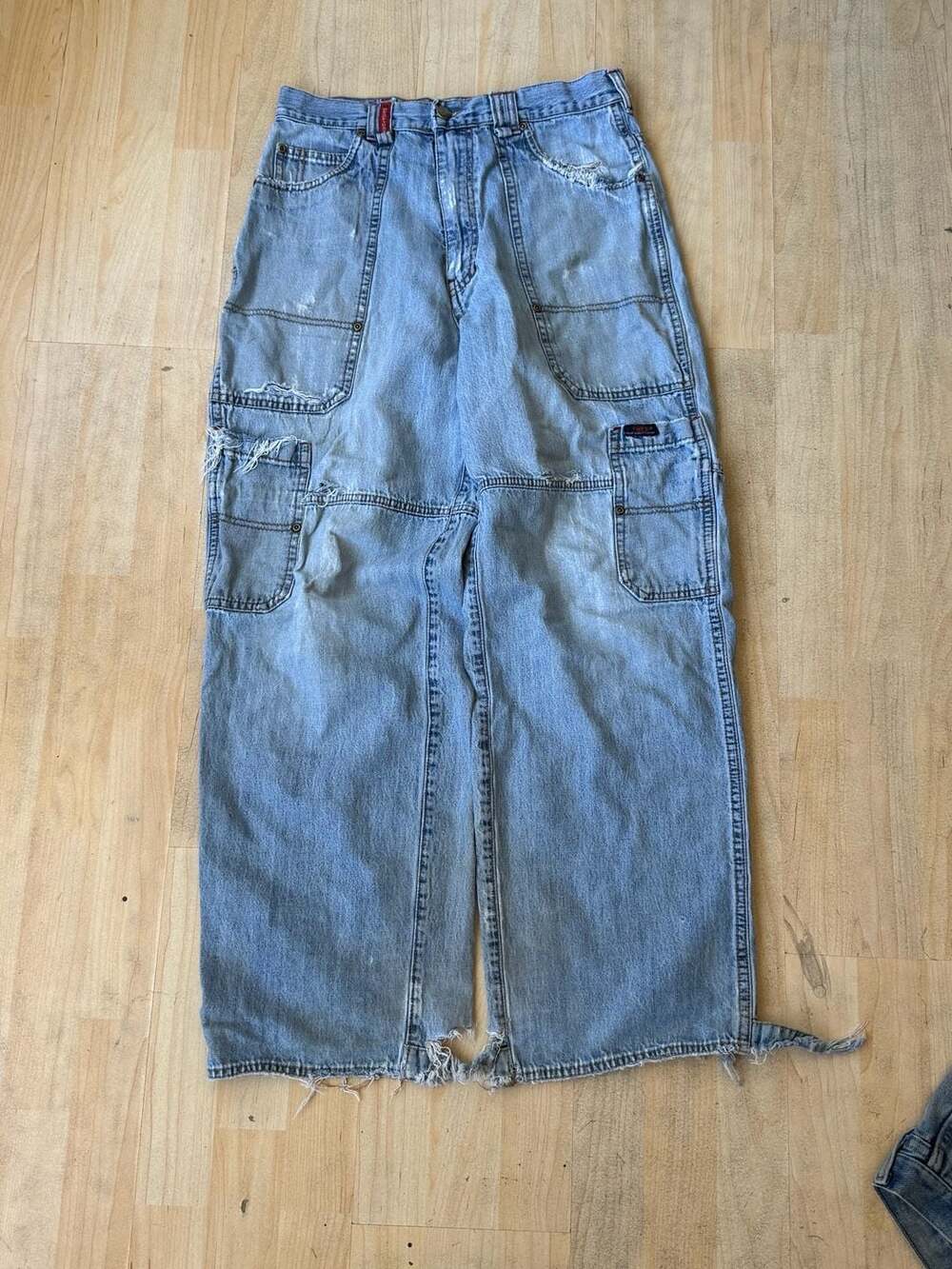 WearFirst WF1 Vintage Y2K Baggy Cargo Denim Jeans Size 30x32